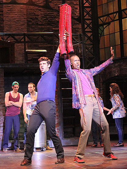 Lukas Poost as Charlie and Terry Lavell as Lola in Kinky Boots