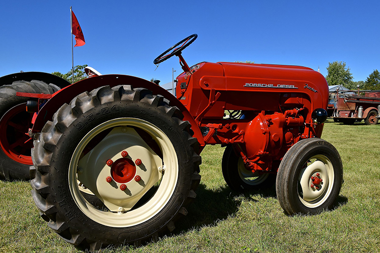 old, red tractor