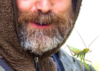 Garrison Mulholland with praying mantis