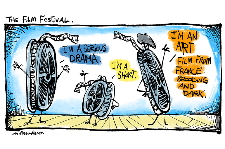 HIFF cartoon by Mickey Paraskevas