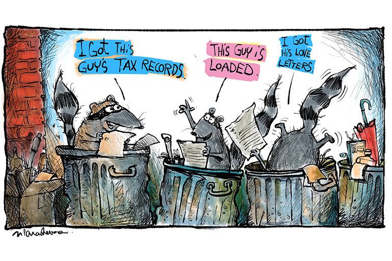 Garbage rats cartoon by Mickey Paraskevas