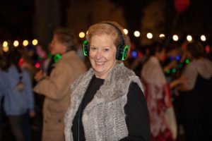 Mary Slattery of Corcoran Real Estate enjoying the Halloween Silent Disco Dance Party
