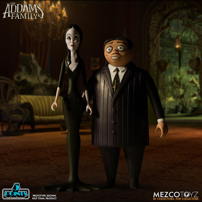 Morticia and Gomez from Mezco's 5 Points The Addams Family action figure line