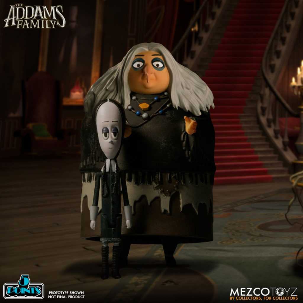 Wednesday and Grandma from Mezco's 5 Points The Addams Family action figure line