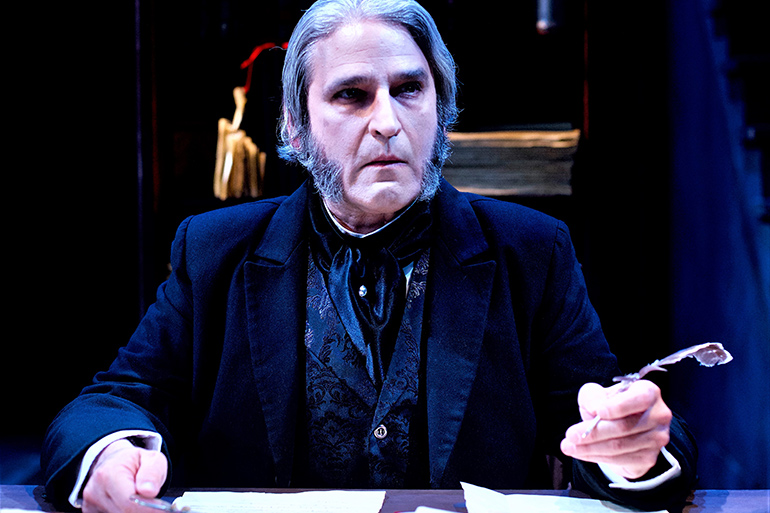 Jeffrey Sanzel as Scrooge in Theatre Three's 'A Christmas Carol'