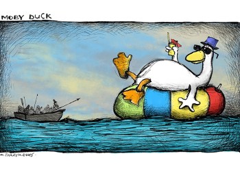 Moby Duck cartoon by Mickey Paraskevas