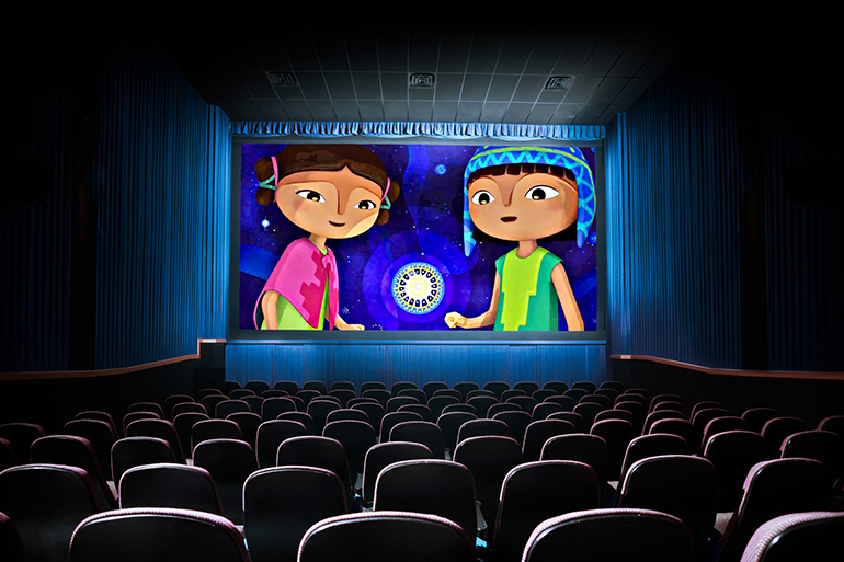 Movie Theater with blank screen / High contrast image