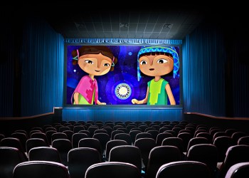 Movie Theater with blank screen / High contrast image