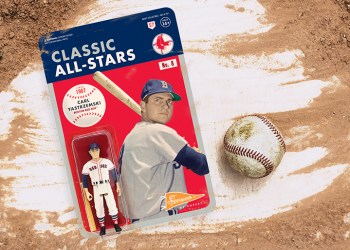 Super7 Supersports Classic All-Stars Carl Yastrzemski action figure on home plate