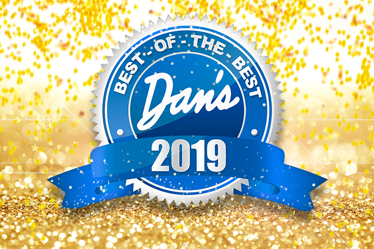 Dan's Best of the Best 2019 logo with gold confetti