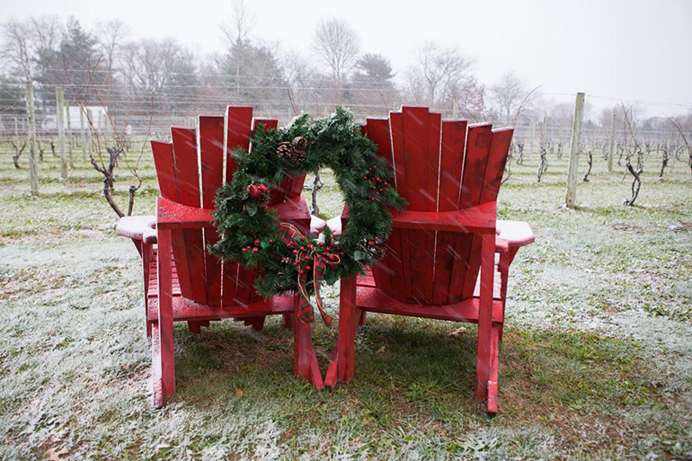 Sannino Vineyard dressed for the holidays on the North Fork