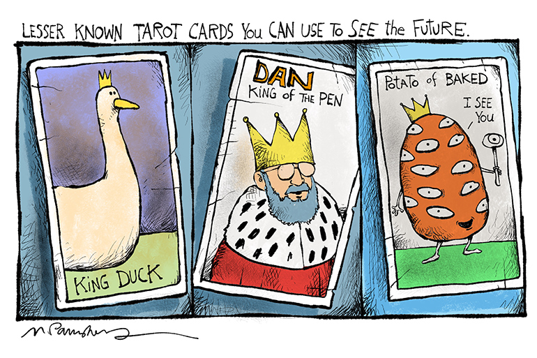 Tarot cards cartoon by Mickey Paraskevas