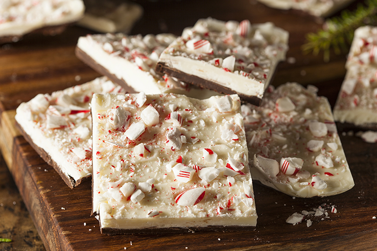 Homemade Holiday Peppermint Bark with White and Dark Chocolate