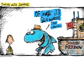 Boat sinking cartoon by Mickey Paraskevas