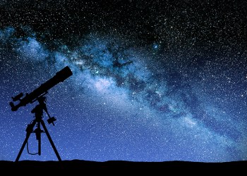 Illustration of a telescope watching the wilky way