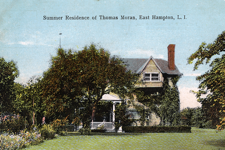 Postcard featuring the Summer residence of Thomas Moran in East Hampton, LI