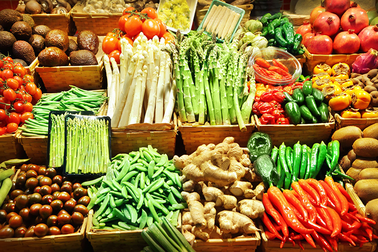 vegetables at a market