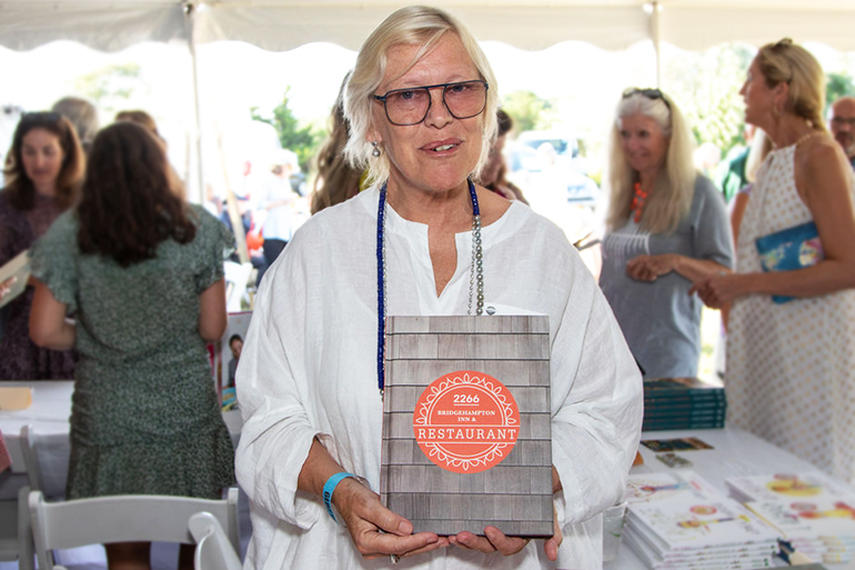 Sybille van Kempen with her Bridgehampton Inn cookbook