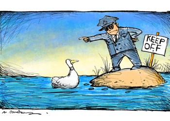 Gardiners Island cartoon by Mickey Paraskevas