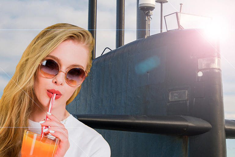 Brooklyn Jayne Ronsen aboard the Hamptons Police Submarine