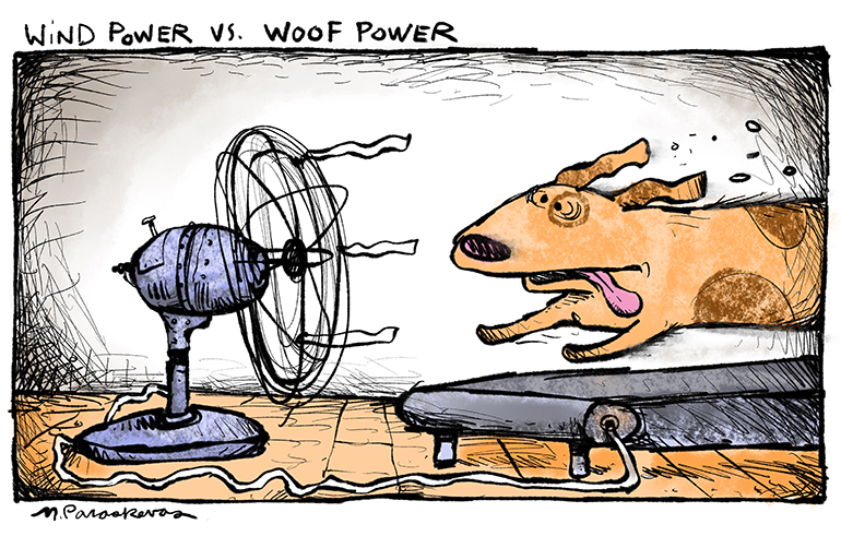 Wind power again cartoon by Mickey Paraskevas