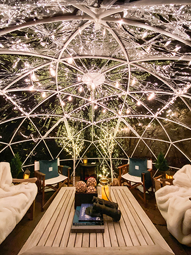 Inside the igloo at The Baker House 1650