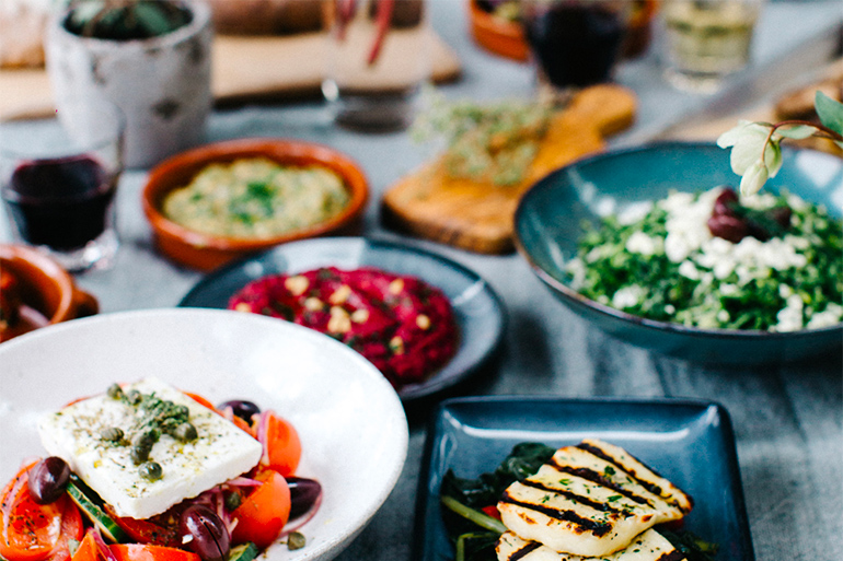 A spread of Elaia Estiatorio's Greek delicacies,