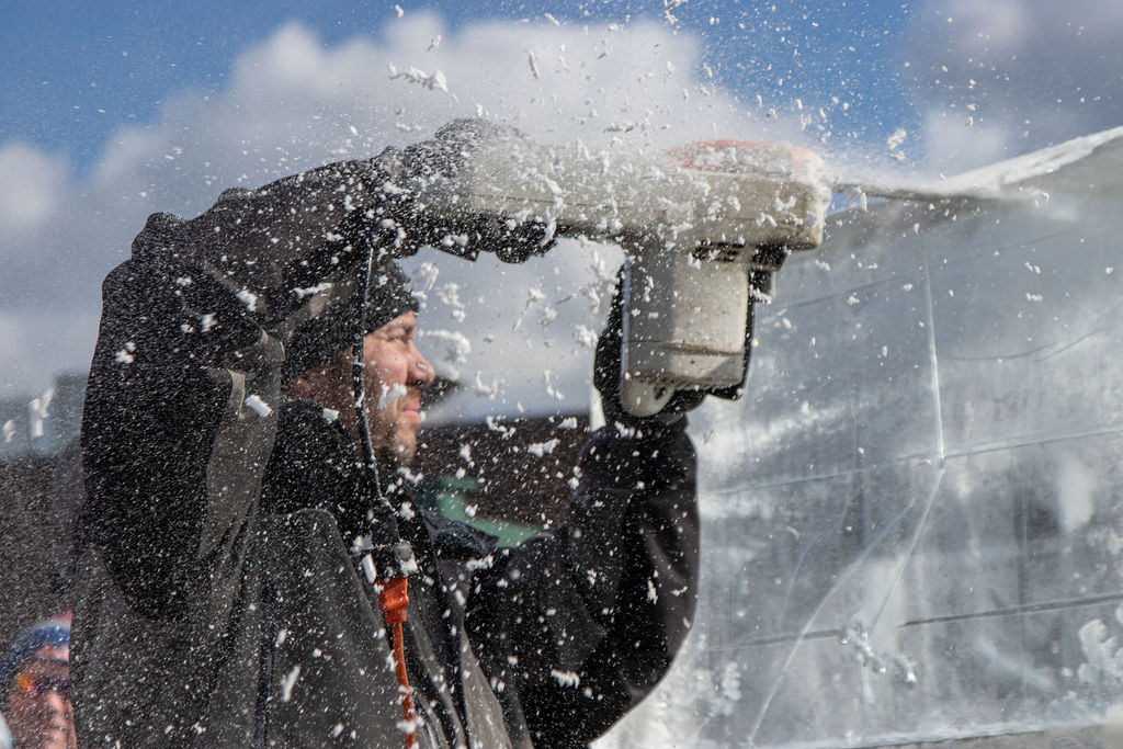 Rich Daly doing his 2020 HarborFrost ice carving demo