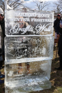 The ice graffiti wall—a huge hit with the kids
