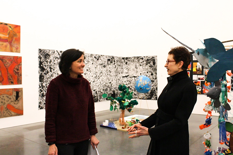 Parrish Art Museum Education Director Cara Conklin-Wingfield and Director Terrie Sultan in the 2020 Student Exhibition galleries, Video Still: Courtesy Parrish Art Museum