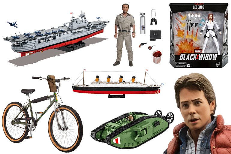 COBI ships and tank, NECA Chief Brody and Marty McFly, Hasbro's Black Widow and Lucas's BMX from Toy Fair 2020