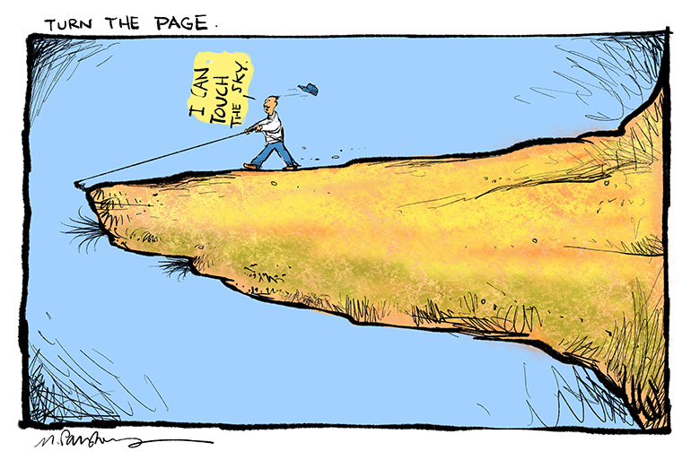 Walking Dunes climb cartoon by Mickey Paraskevas