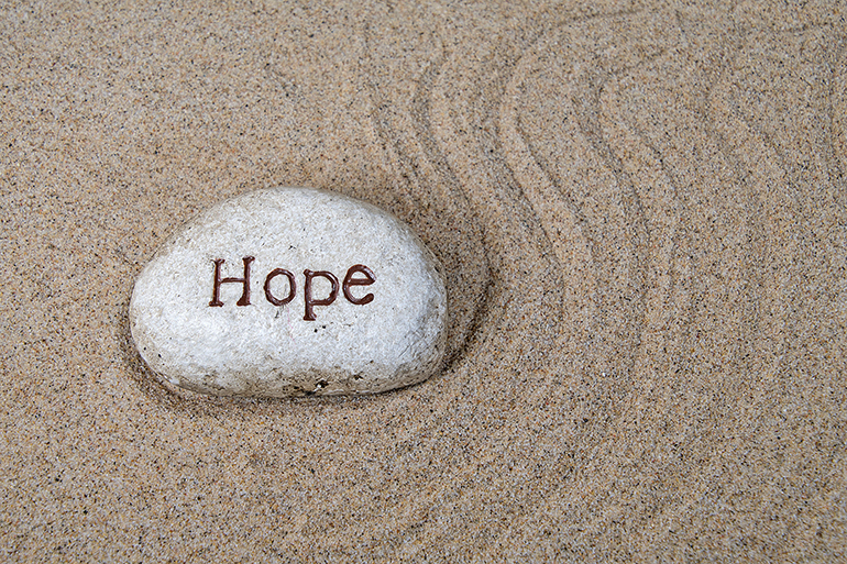 Hope rock on beach