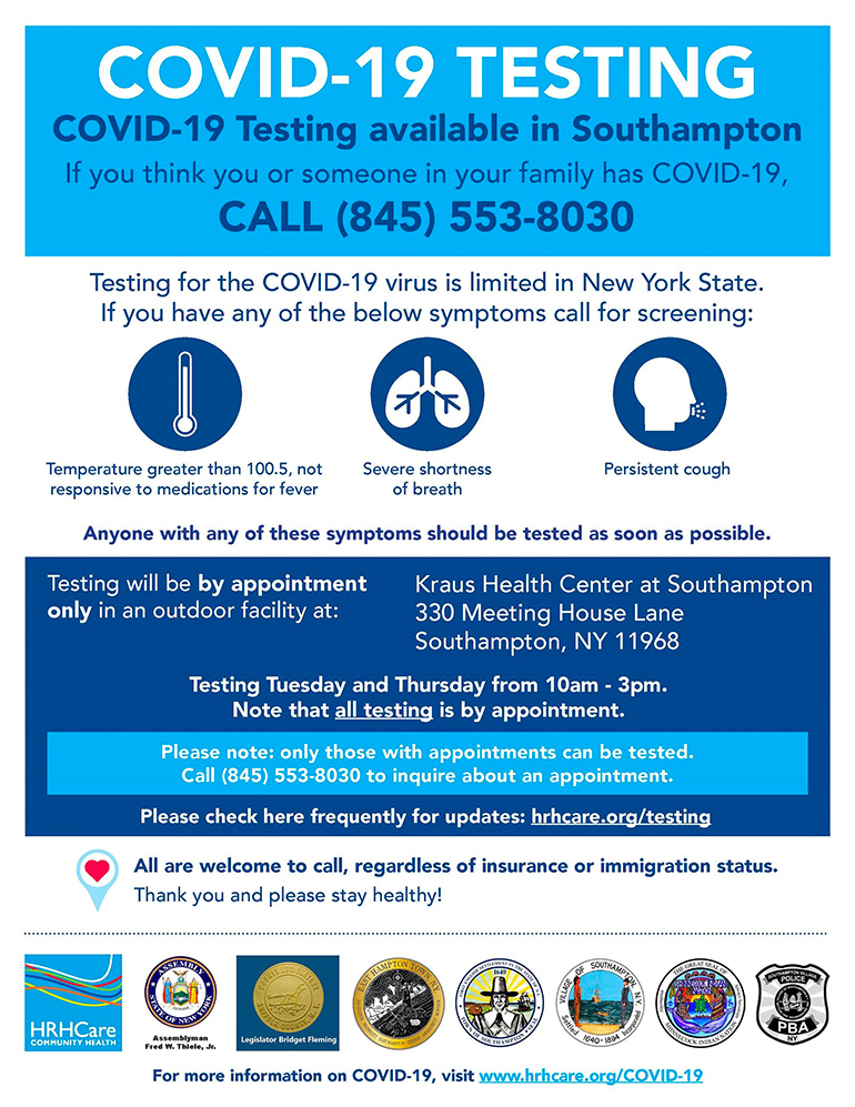 Southampton COVID-19 coronavirus testing brochure