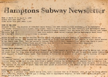 Vintage Hamptons Subway Newsletter from March 27 to April 1, 1948