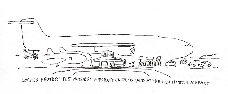 East Hampton Airport cartoon by Dan Rattiner