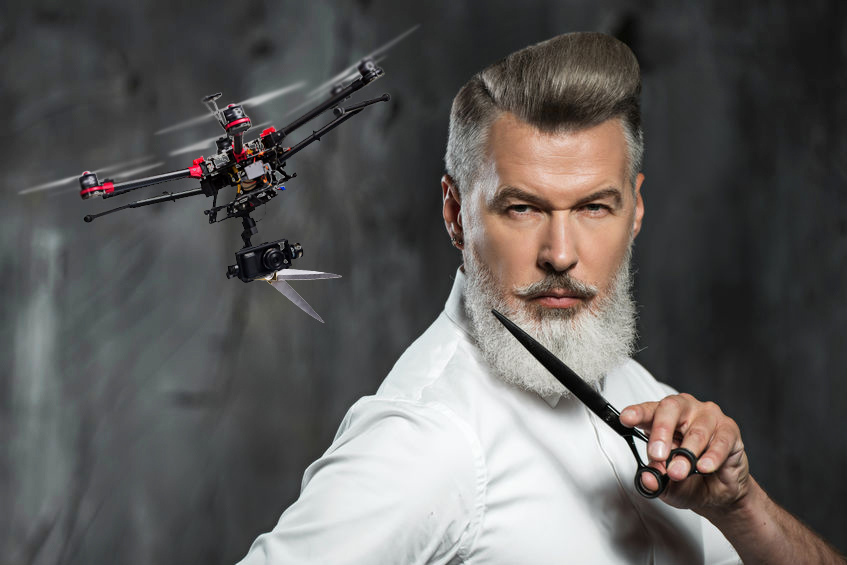 Hamptons Subway barber Giuseppi Figaro and his Chopper Cutter drone