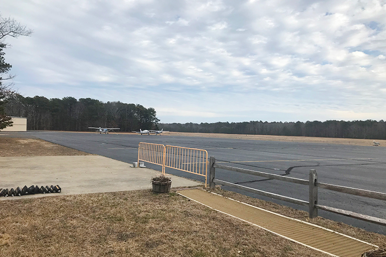 Empty East Hampton Airport runway