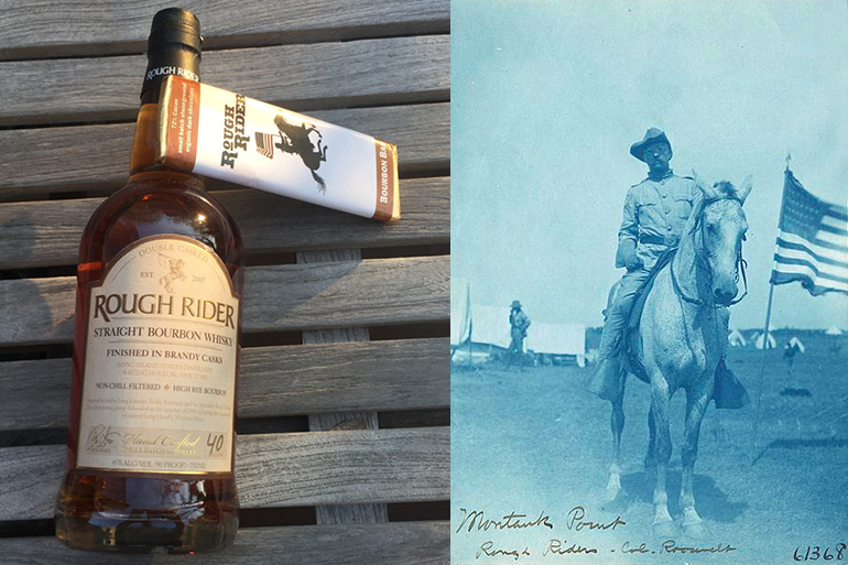 Rough Rider Bourbon and North Fork Chocolate bar and Teddy Roosevelt in Montauk