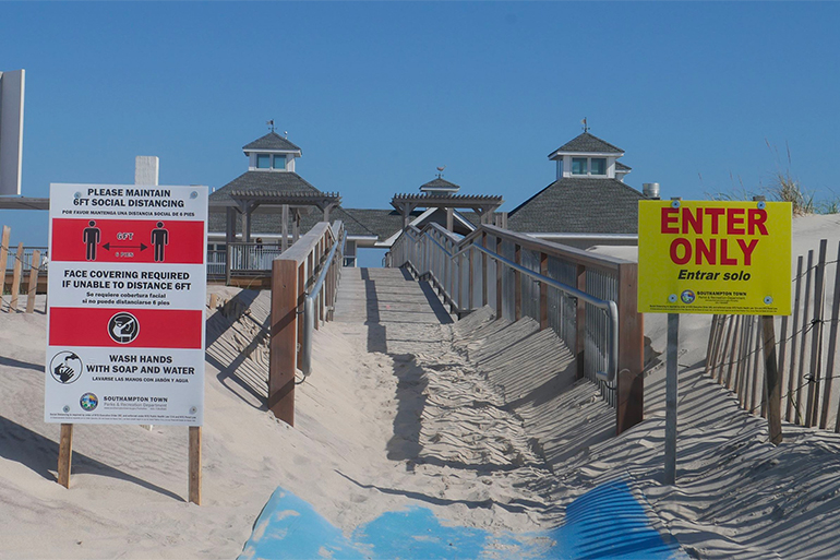 Southampton Town beach marked for social distancing