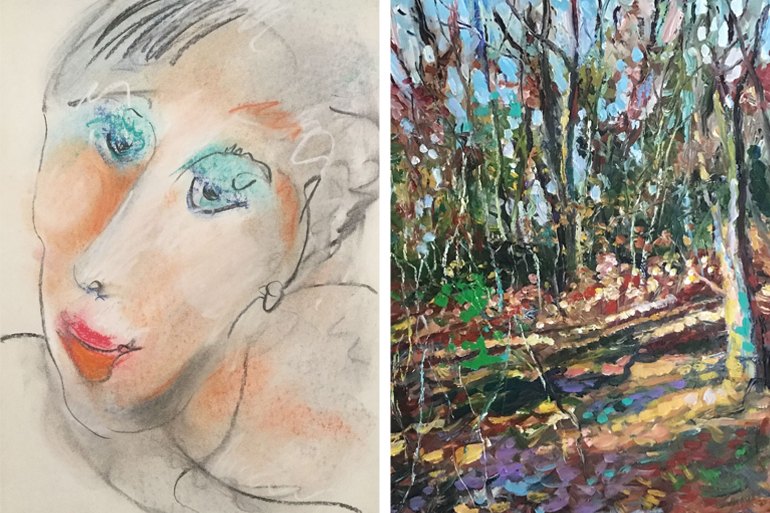 Works by Artist Alliance of East Hampton members Nadine Daskaloff and Frank Sofo, available in the "Colors of Hope" virtual show, Photo: Courtesy AAEH