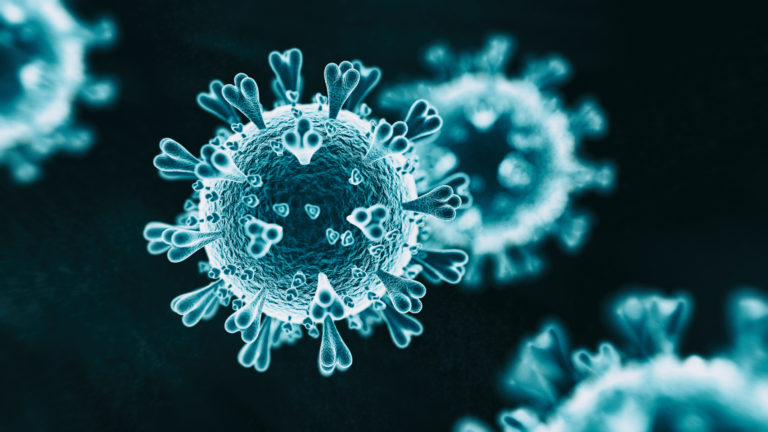 Viral Infection concept. MERS-CoV, SARS-CoV, ТОРС, 2019-nCoV, Wuhan Coronavirus. Hologram SEM view.