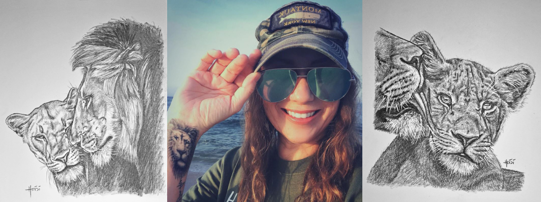 Heidi Lechner and sketches from her “Lion” series, Images; Courtesy Lechner