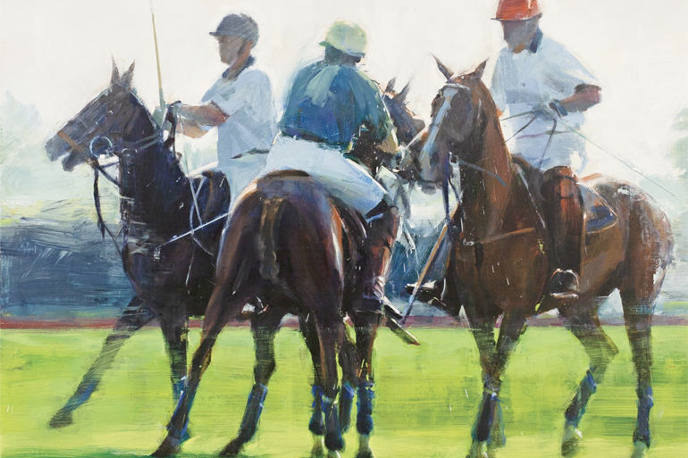 Ben Aronson's "Polo Players," on view at MM Fine Art through July 26, 2020, Image: Courtesy MM Fine Art