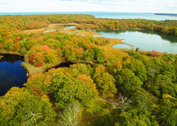 An aerial view of Mashomack, Photo: Courtesy The Nature Conservancy