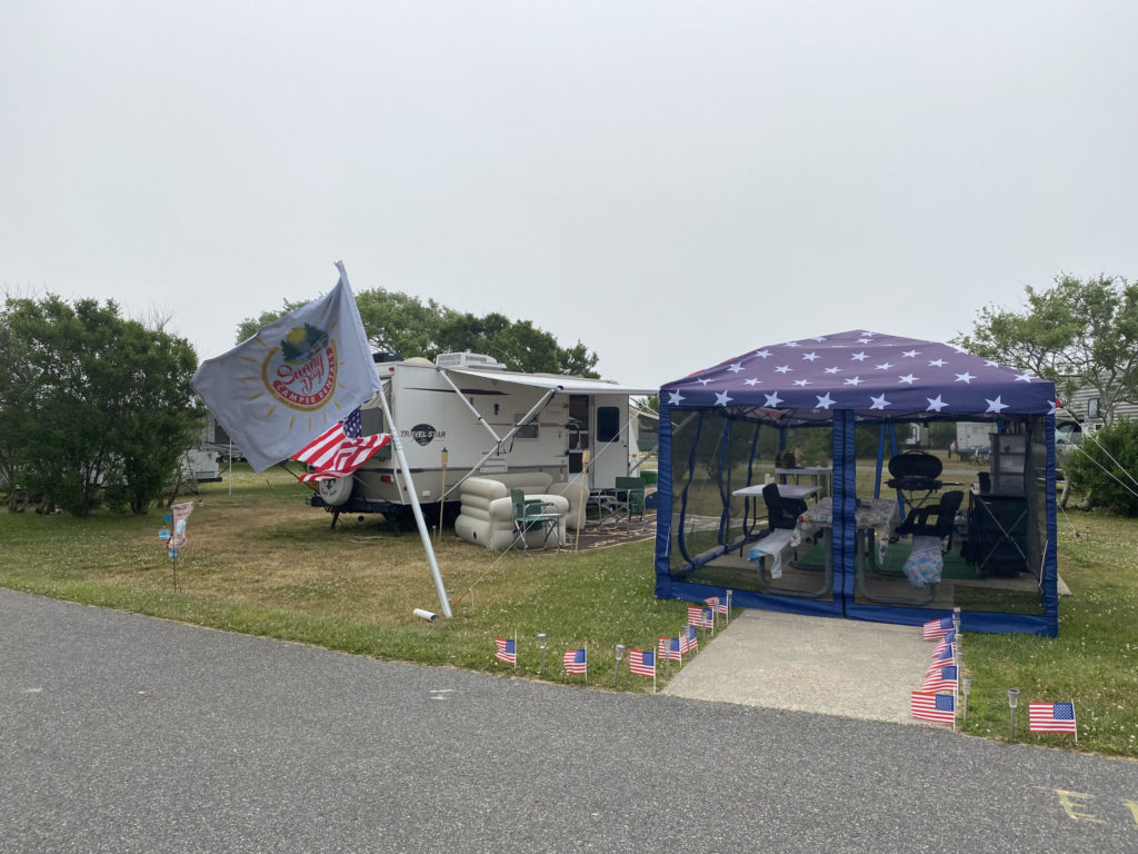 Sunny Day Camper Rentals embraced Fourth of July for a setup at Hither Hills State Park ahead of the holiday, Photo: Courtesy Sunny Day Camper Rentals