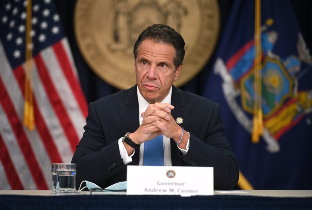 GOVERNOR ANDREW M. CUOMO AT A CORONAVIRUS BRIEFING IN NEW YORK CITY ON AUGUST 3. PHOTO BYKEVIN P. COUGHLIN / OFFICE OF GOVERNOR ANDREW M. CUOMO