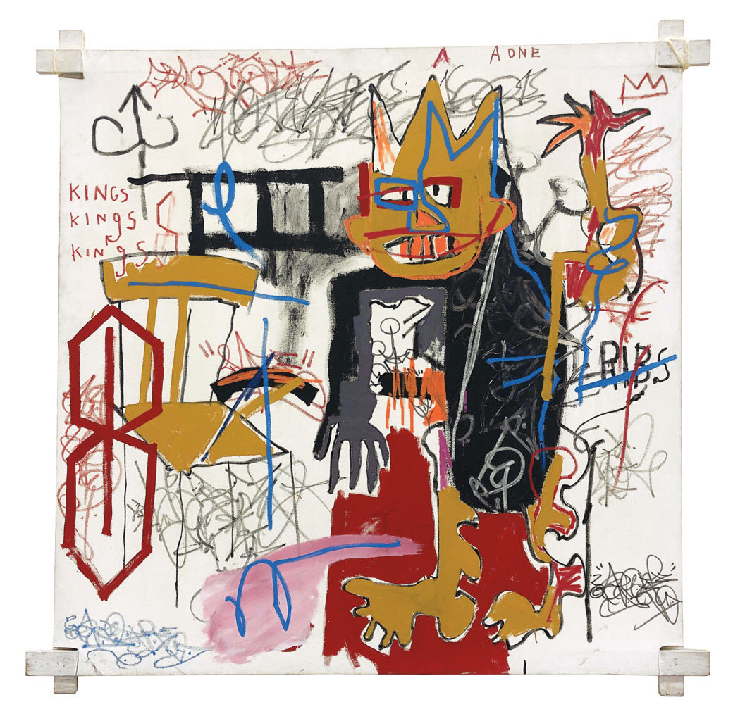 Jean-Michel Basquiat's "Portrait of A-One A.K.A King," on view at Phillips Southampton