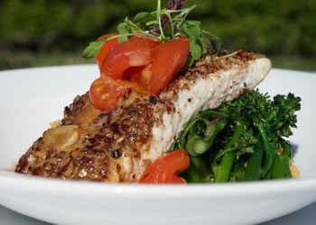 Union Sushi & Steak's Pecan Crusted Halibut, Photo: Union Sushi & Steak