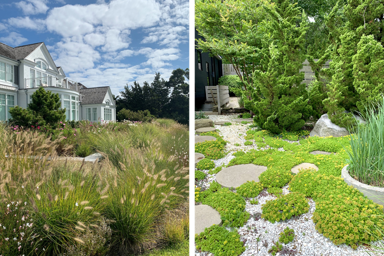 A garden on Charlies Lane and the garden of Simon Doonan and Jonathan Adler, both designed by Vickie Cardaro of Buttercup Designs, Photos: Courtesy Parrish Art Museum